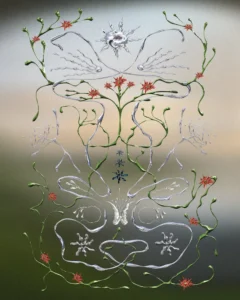 Digitális Illusztráció, virágokkal és indával. 3D Choreme effect
